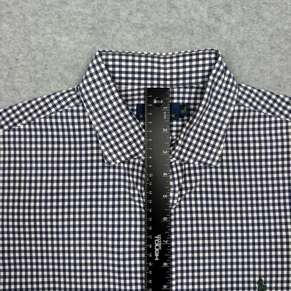 Lot of 4 Polo Ralph Lauren Mens Shirts XL Gingham Tattersall Blue White stained